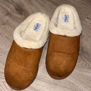 Brown fur lined slippers